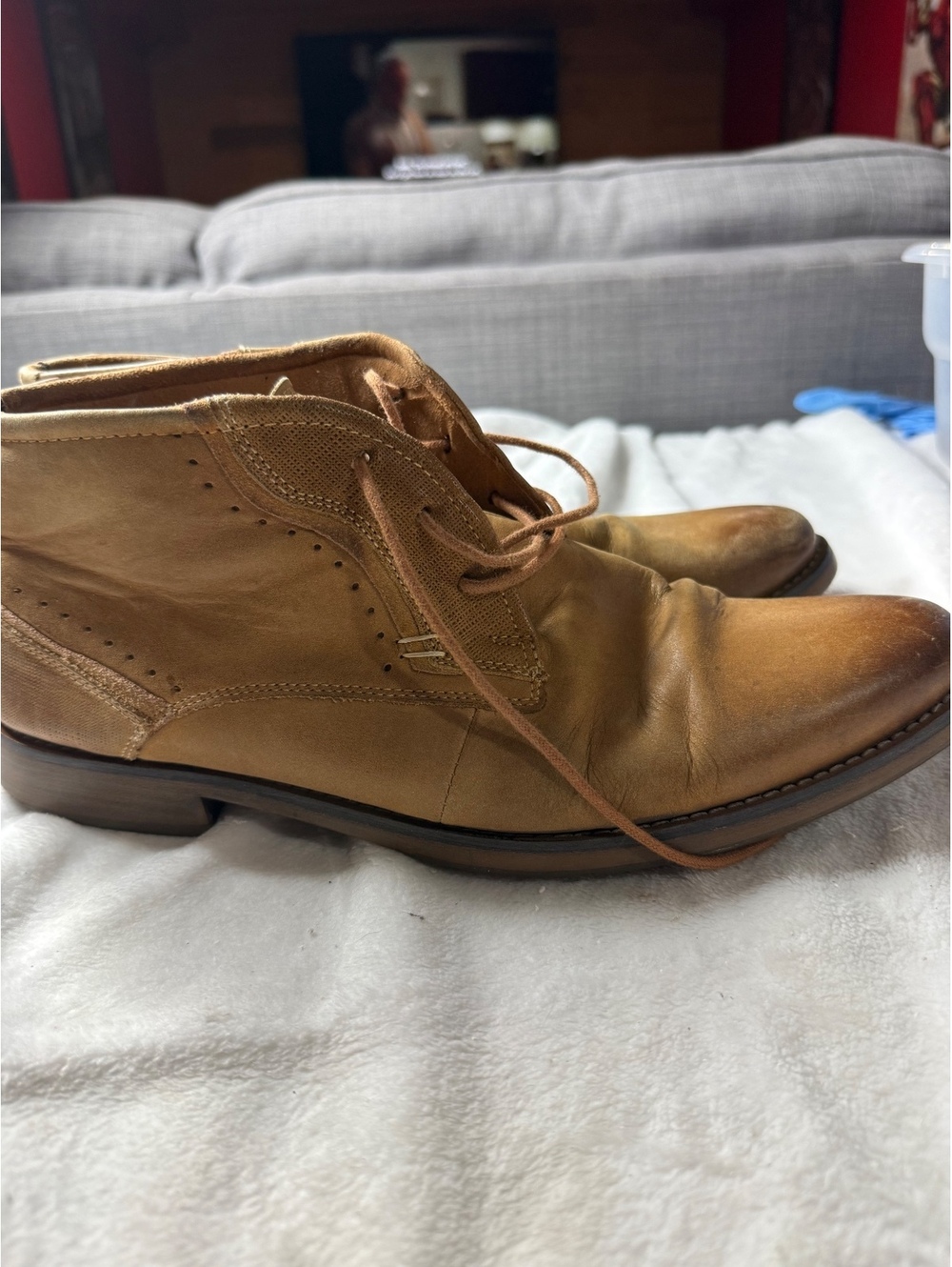 Steve Madden Men's Tan Leather Ankle Boots Size 10.5